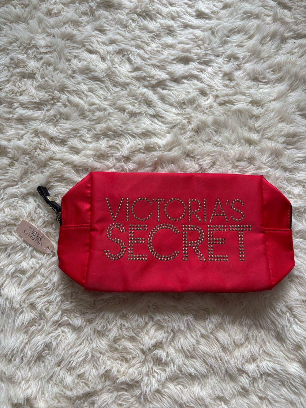 Victoria's Secret Red Rhinestone Logo Cosmetic Pouch